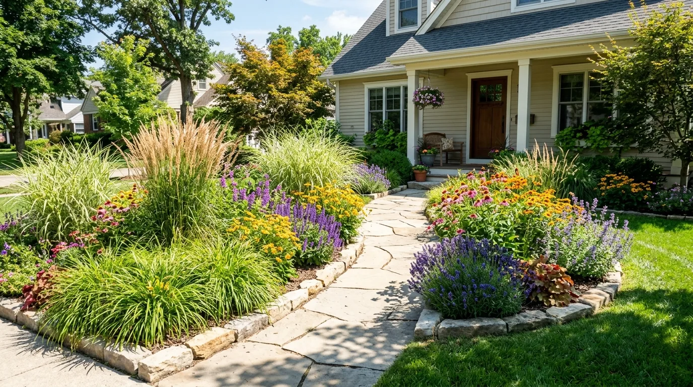 Bright Yard With Gravel Contrast